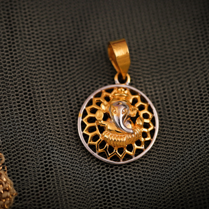 22K ROUND GANESH PENDANT