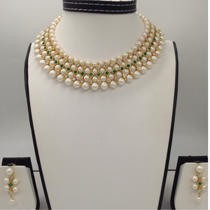 White Round Pearls and CZ&nbsp;Patti 4 Layers Pat