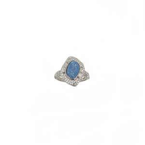 Blue Stone Diamond Unique 925 Sterling Silver