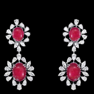 Diamonds and Ruby Ear Hangings JSJ0031