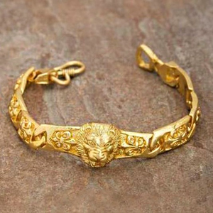 22 kt real solid yellow gold lion men's brace