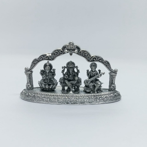 Pure silver idol of Ganesha with saraswati an