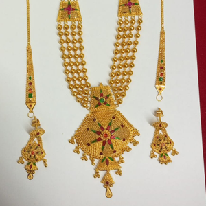 916 gold kalkatti design bridal necklace set 