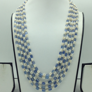 Natural Blue Sapphires and Pearls 5 Line N