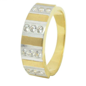22KT Gold Traditional CZ Stone Wedding Band