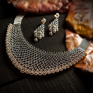Designer Diamond Necklace Set For Wedding
