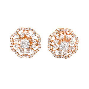 Fancy studs in diamond with pear & round 