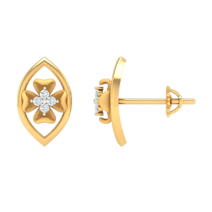 18K Gold Real Diamond Flower Earring MGA - SD