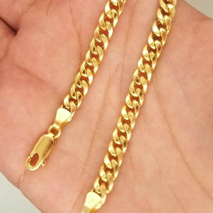 18 kt real solid yellow gold cuban link chain