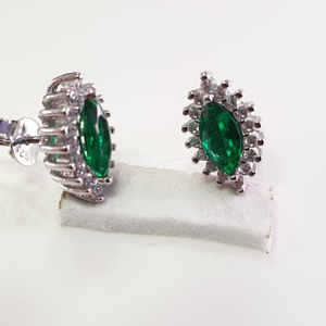 925 Sterling Silver Green Stone Earrings