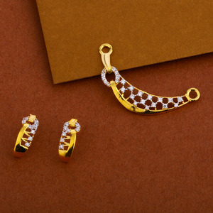 916 Gold Cz Mangalsutra Exclusive Pendant Set