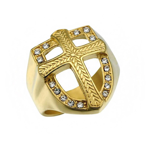 18 K   Yellow Gold Cross Chunky Square CZ Sto