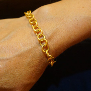 22 kt real solid yellow gold link o chain art