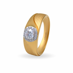 Solitaire cz 22k Gold Mens Ring