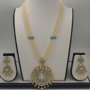 Turquoise,pearls ranihaar set with 4 line f