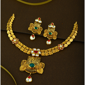 916 elegant kundan bridal gold necklace set 