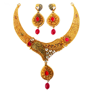 1 gram gold forming antique necklace set mga