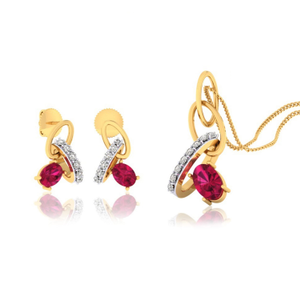 22k gold cz whirling pendant set