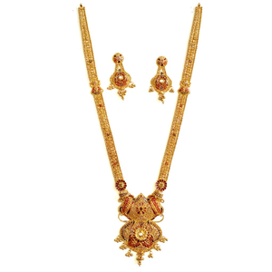 916 Gold Kalkatti Long Necklace With Earrings