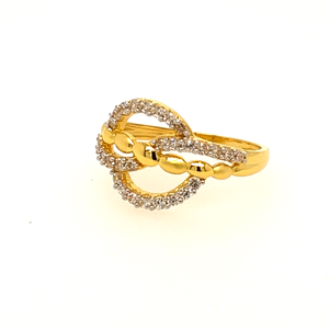 22k Yellow Gold Cutout Interlink CZ Ring