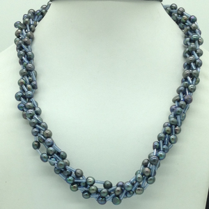 Black button pearls with blue pipe 5 layers 