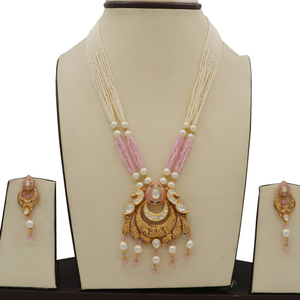 916 Gold Delight Colourful Moti Necklace Set 
