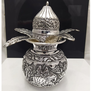 925 pure silver navrang kalash in deep carvin