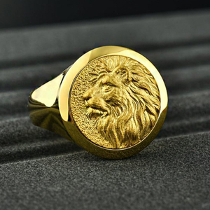 18 kt real solid yellow gold africa lion men'