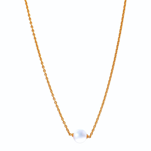 Single Pearl 22k Gold Chain