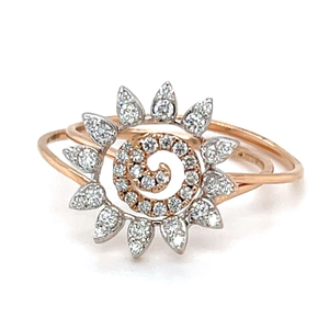 Stackable Diamond Ring with a Flower Motif in
