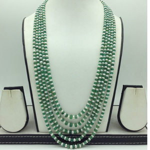 White Flat Pearls with Green Bariels Beeds 