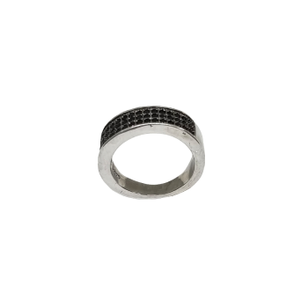 Black Diamonds Ring In 925 Sterling Silver MG