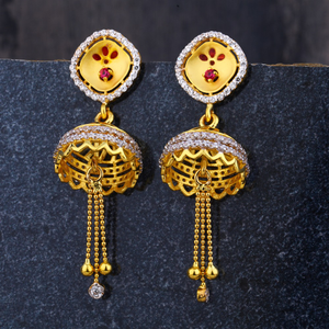 916 Gold CZ Ladies Classic Jhummar Earring  L