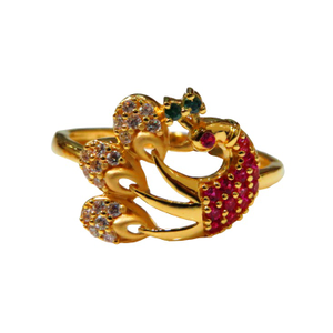 22kt gold casting cz peacock design ladies ri