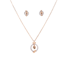 Elegant Gold  Pendant And Earrings Set