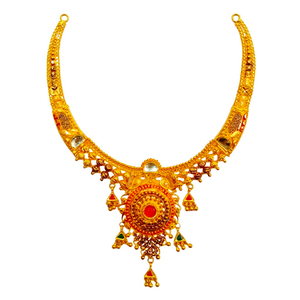 22K Gold Antique Half Necklace MGA - GN0093