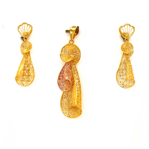 22k gold turkish whirly pendant set