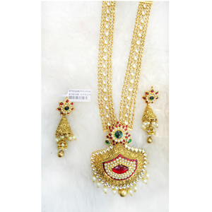 916 Gold Color Stone Bridal Long Necklace Set