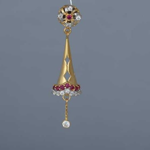 Indian 18KT Gold Flower CZ Earring