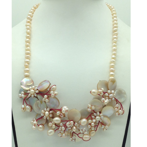 Orange Potato&nbsp;Pearls&nbsp;With MOP Flower Penden