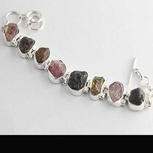 916  Silver Colored Stone Bracelet
