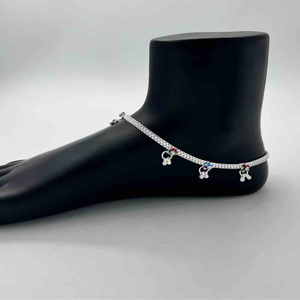 Silver  bombey fancy anklets