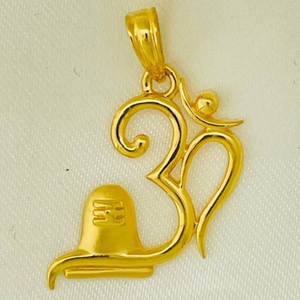 22K Gold Solid Om With shivling Icon Pendants