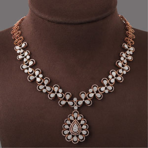 18kt rose gold designer diamond fancy  neckla