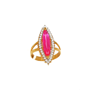 22k gold pink marquis stone designer ring mga