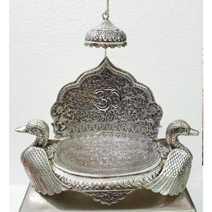 925 pure silver antique singhasan with ducks 