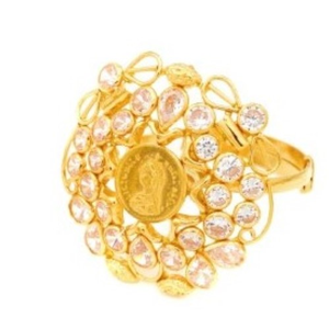 Colourful Pearl Interlink Ring For Women