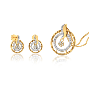 22k gold cz bright pendant set