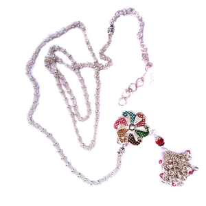 Fancy flower silver kamar belt mga - jus0049