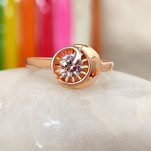 Unique round diamond 18 kt rose gold gents ri